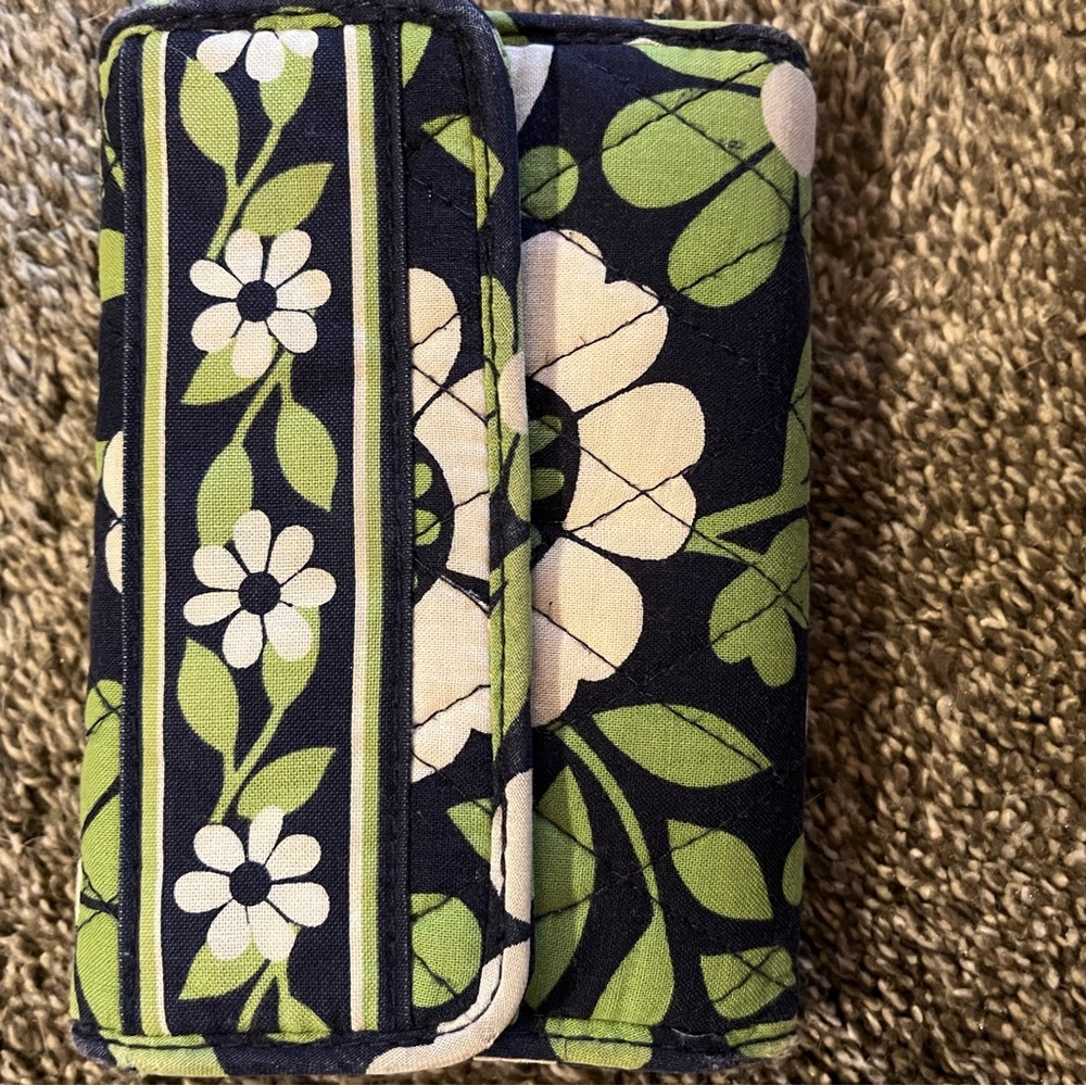 Vera Bradley Green and Black Floral Wallet